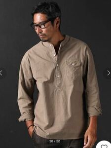 ★ The DUFFER of ST.GEORGE ECO FRIENDRY DYEING PO SHIRT：サステナブル エコ ニュアンスカラーノーカラーシャツ　L