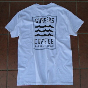 特価！再入荷！大人気！ハワイの話題のカフェ！SURFERS・COFFEE（HAWAII）ボックス・ロゴ・Tシャツ（ホワイト：Mサイズ）