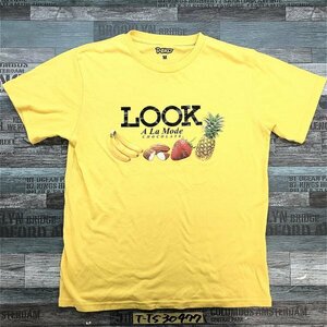 PEKO サンリオ メンズ LOOK アラモード チョコレート プリント 半袖Tシャツ M 黄色