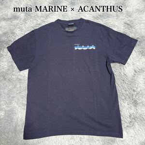 muta MARINE × ACANTHUS ムータマリン 胸ポケット Tシャツ 半袖 サイズ6 メンズ ゴルフ ネイビー