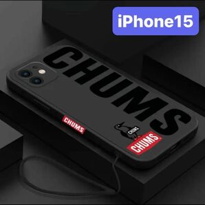 新品★iPhone15★スマホケース　iPhoneケース　保護カバー　ブラック　ペンギン　カツオドリ　ストラップ付き　人気