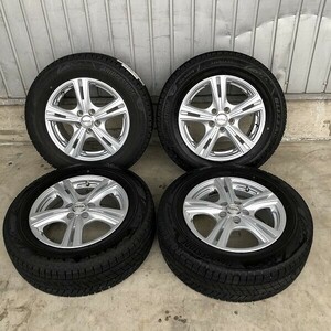 ★保管袋付★(WW6B023)REVERLINE 15 x 6J 5穴 100 + BRIDGESTONE BLIZZAK VRX3 195/65R15 91Q 2021年 スタッドレス 冬タイヤ 送料無料