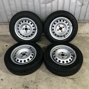 ★保管袋付★(WW6B021)鉄 14 x 5J 4穴 100 + GOODYEAR ICENAVI CARGO 155/80R14 88/86N LT 2018年 スタッドレス 冬タイヤ 送料無料