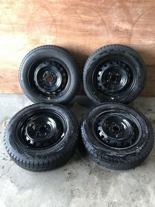 ★保管袋付★(WW6A019)鉄 14 x 5J 4穴 100 + YOKOHAMA ice GUARD iG70 165/70R14 81Q 2021年 スタッドレス 冬タイヤ