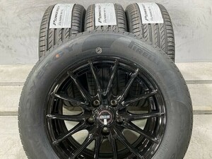 ★保管袋付★新品タイヤ付き(4F268) 中古美品ホイール 16x6.5J 5穴 114.3 + PIRELLI POWERGY 215/60R16 99V XL 夏タイヤ