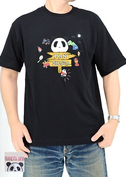 キャンプパンダ半袖Tシャツ◆PANDIESTA JAPAN ブラックMサイズ 554322 パンディエスタジャパン アウトドア