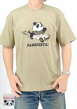 オープンカーパンダ半袖Tシャツ◆PANDIESTA JAPAN カーキXLサイズ 554321 パンディエスタジャパン ユニセックス_画像1