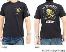 BR×LOONEYコラボ 天竺半袖Tシャツ◆The BRAVE-MAN スミクロXXLサイズ LTB-2406 ブレイブマン 刺繍 バイカー_画像3