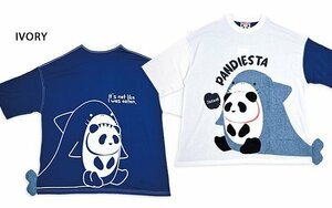 着ぐるみサメパンダBIG Tシャツ◆PANDIESTA JAPAN アイボリーMサイズ 554750 パンディエスタジャパン シャーク ゆったりめ オーバーサイズ