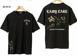 ラミ＆アール「逃げるが勝ち」半袖Tシャツ◆LIN ブラックMサイズ AL-75611 黒猫 ネコ ネズミ 鼠