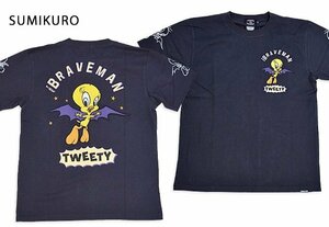 BR×LOONEYコラボ 天竺半袖Tシャツ◆The BRAVE-MAN スミクロXLサイズ LTB-2405 ブレイブマン 刺繍 ルーニーチューンズ