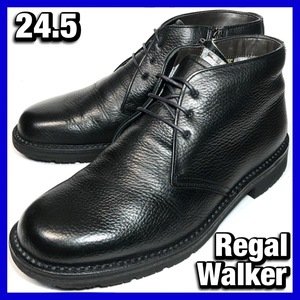Regal Walker【24.5cm メンズ】チャッカブーツ 黒 ブラック 143W リーガルウォーカー 革靴 本革 レザー 中古*BE037
