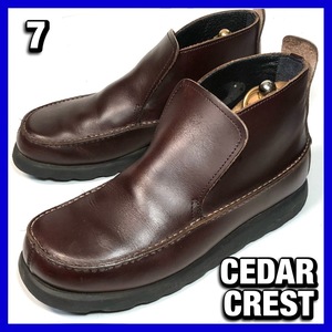 CEDAR CREST【7 約26-26.5cm メンズ】ブーツ 茶系 ブラウン Uチップ セダークレスト 革靴 レザー 中古　*BE05G5J