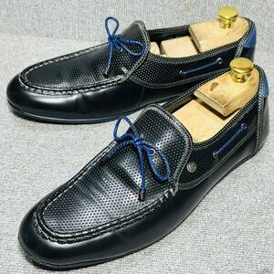  control BB002#LANVIN en Bleu 25cm men's Lanvin deck shoes leather shoes leather shoes original leather casual used 