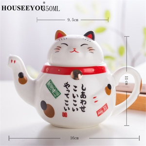 YWQ073 人気3点セット 猫 ティー セット カップ マグ コップ 招き猫 ねこ ネコ ポット 急須 紅茶 コーヒー 朝食 ペア 可愛い インテリア