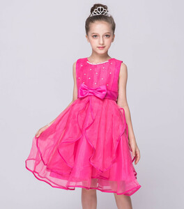 LGH286#子供 ドレス ワンピース フォーマル キッズ ベビー エレガント トレーン ドレス レッド