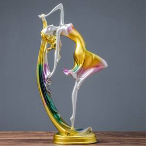 YWQ066 woman ornament interior Dance ballet yoga woman handmade rainbow Rainbow gold objet d'art .. living entranceway charm equipment ornament resin industrial arts 