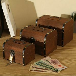 Art hand Auction LDL384#Wooden Piggy Bank Saving Wood Carving Handmade Vintage Retro Coin Storage Box High Quality Gift, antique, collection, miscellaneous goods, Piggy bank