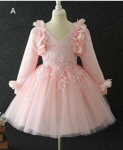 LGH354# 素敵な子供ドレス キッズベビーの発表会 結婚式に 花柄100-160cm