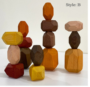 CSN612#　木製積層石バランスおもちゃ　モンテッソーリ教育カラフルな虹ブロックジェンガゲーム スタイル虹木製のおもちゃ
