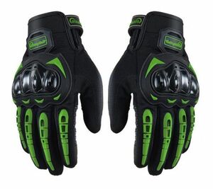 LDL2285# スマホ対応 グローブ バイク用 ロード ガード 手袋 硬質プロテクション サイクリング スキー 薄手 グリーン「 サイズ・色 選択