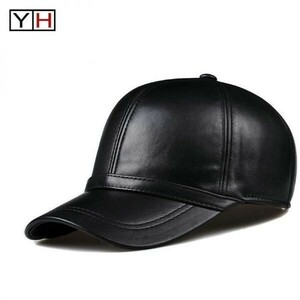 CHQ1782#春本革男野球キャップ帽子メンズリアルレザー運転手運転黒スナップバック帽子キャップ
