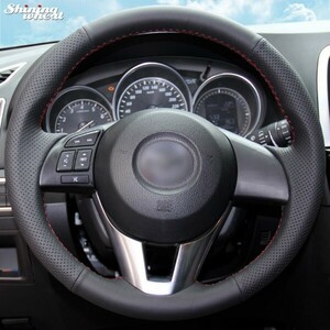 LDL1601# マツダ 汎用 社外 ステアリング ハンドル カバー レザー スポーツ Mazda CX-5 CX5 Atenza 2014 New Mazda 3 CX-3..