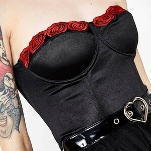 LDL1841# bustier tops M black rose bla top sexy tube top Gothic and Lolita dance costume new goods 