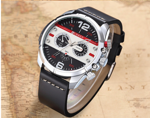 CSN004#ブランド 軍ミリタリー腕時計 レザースポーツ腕時計 クォーツ男性腕時計