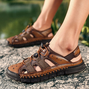 LDL2033# sandals men's beach sandals sport comfort sandals ..... stylish casual gentleman for summer Brown 24.5cm