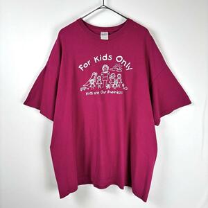 USA古着 GILDAN Tシャツ メッセージ 子供 公園 ピンク 2XL