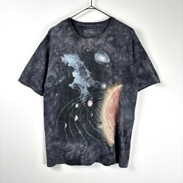 00s 古着 タイダイ 宇宙 Tシャツ 惑星 太陽系 銀河 グレー M