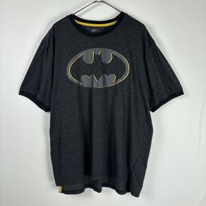 USA古着 アメコミ バットマン ロゴ リンガーT Tシャツ ブラック XL