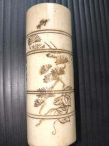  ivory manner. cosmetics tool? Zaimei old fine art era thing Edo era antique 