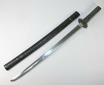 【G2319】武具 脇差 脇指 在銘 清光 53.1cm 拵え付き 菊透かし 鉄鍔 銀ハバキ 認定書付き_画像4