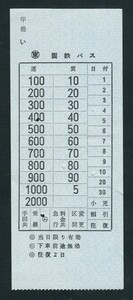 〇東　　国鉄バス　　金額式車内乗車券