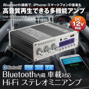 オーディオアンプ コンパクト高出力 USB/SDカード/Bluetooth対応