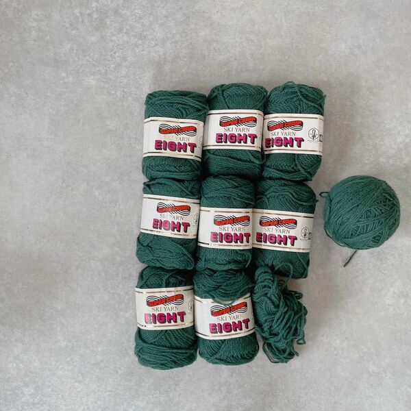 【価格の相談歓迎★】スーパークリンプ　スキーヤーンエイト　緑　毛糸セット 編み物 手芸 ハンドメイド　毛ウール100%