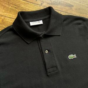 ［美品］ LACOSTE ラコステ 半袖ポロシャツ ブラック サイズ 3（S-M相当) L1212A 鹿の子ポロ