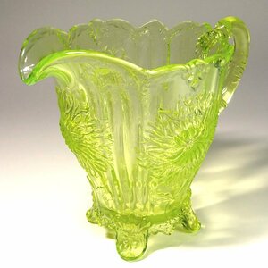 ..* Vintage u Ran glass (vase Lynn glass ) pushed type glass flower writing pitcher depression glass Fenton / Anchor Hocking