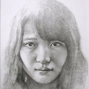 Art hand Auction Keio University ◆ Junger und bemerkenswerter realistischer Maler [Kenta Kawabata] Original Bleistift auf Papier Zeichnung weibliche Figur, Malerei, Ölgemälde, Porträts