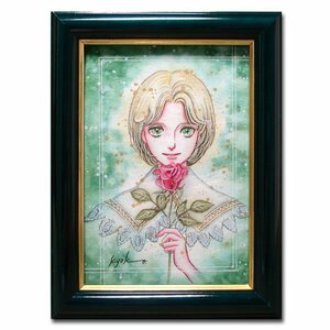..*[ star ..] genuine writing brush paper . watercolor [ Alain ]100×148mm( post card size ) young lady manga Touch. autograph .!