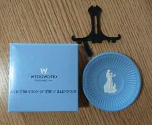 ウェッジウッド　JAL限定 　2000年ミレニアムミニプレート　ジャスパー　ブルー　飾り皿　未使用