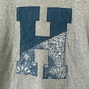ハリウッドランチマーケット Hマーク 刺繍 グレー Tシャツ 半袖 半袖Tシャツ メンズMサイズ デニム 聖林公司 2表記の画像2