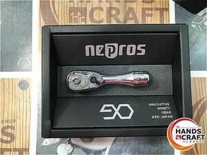 ◆ 【未使用】 NEPROS ネプロス 京都機械工具(KTC) NBRC390S 9.5sq コンパクトショートラチェットハンドル