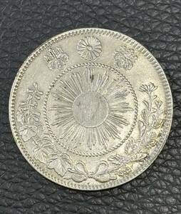 Y375* modern times money * asahi day dragon 50 sen silver coin / Meiji 3 year .