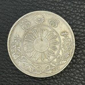 Y376* modern times money * asahi day dragon 50 sen silver coin / Meiji 3 year .