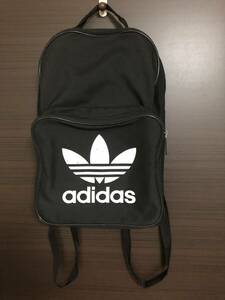 ADIDAS Adidas нейлон рюкзак рюкзак чёрный (USED)~ спорт, уличный, Town Youth ~
