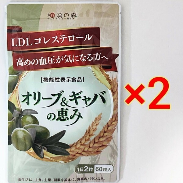 和漢の森　オリーブ＆ギャバの恵み　60粒 ×2袋　GABA 血圧 コレステロール ギャバ サプリ オリーブ ストレス ストレス サプリメント