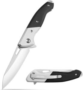SWISS+TECH フォールディングナイフ 折りたたみナイフ アウトドアナイフ ステンレス鋼製ブレード 黒檀木&ステンレスハンド
